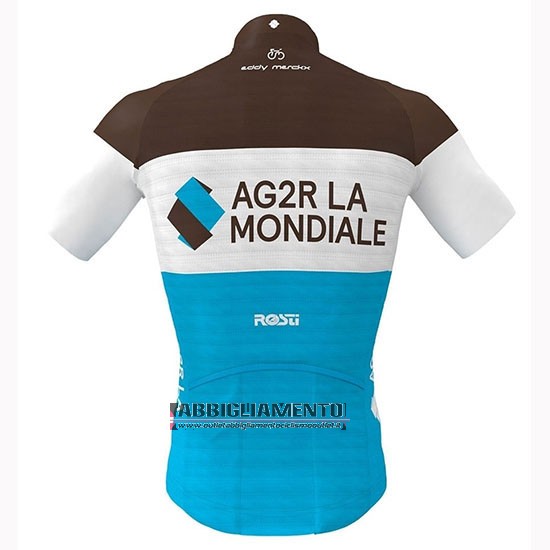 Abbigliamento Ag2r La Mondiale 2019 Manica Corta e Pantaloncino Con Bretelle Marrone Bianco Blu - Clicca l'immagine per chiudere